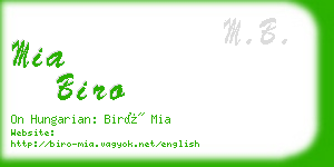 mia biro business card